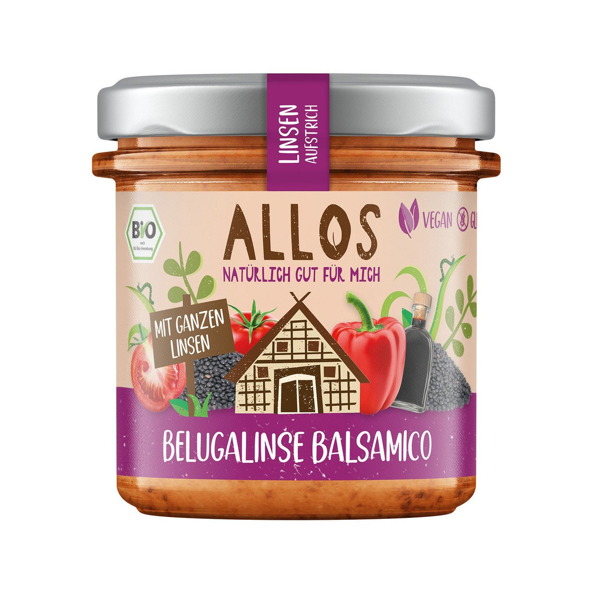 Allos Linsenaufstrich Belugalinse Balsamico, 140 g