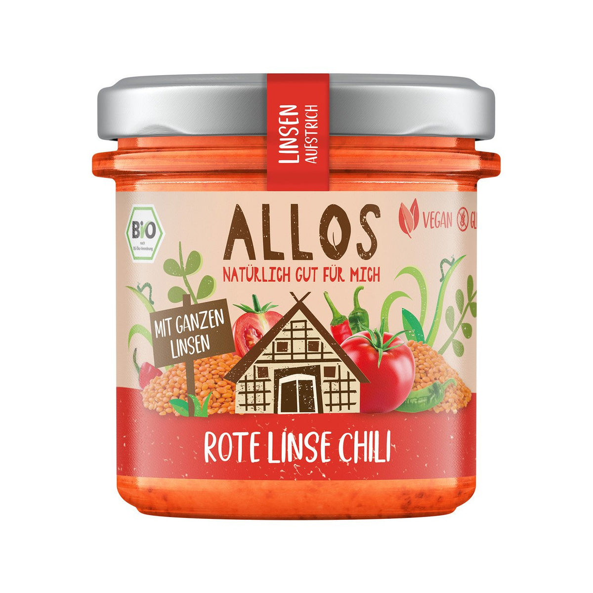 Allos Linsenaufstrich Rote Linse Chili, 140 g