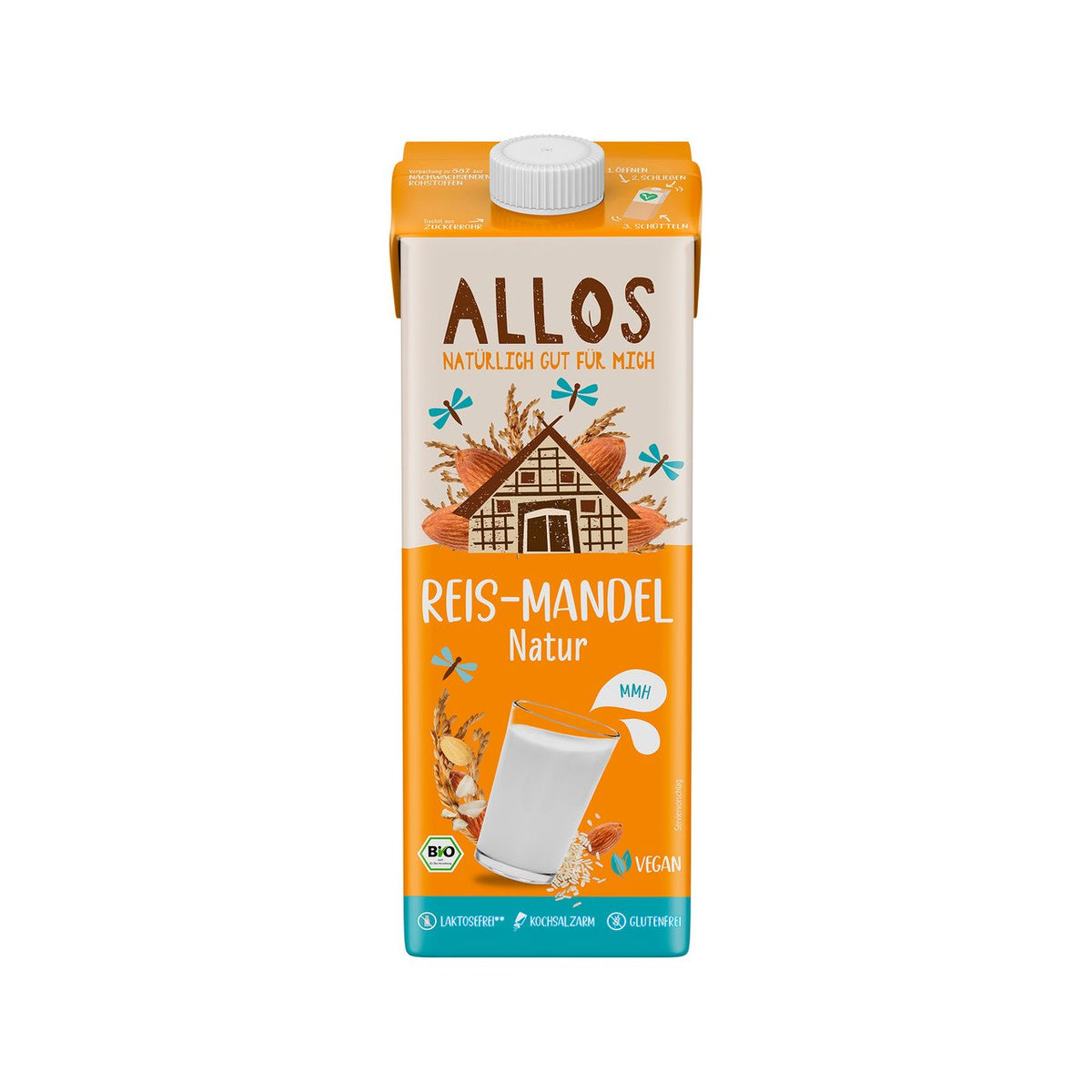 Allos Reis-Mandel-Drink Natur, 1 l