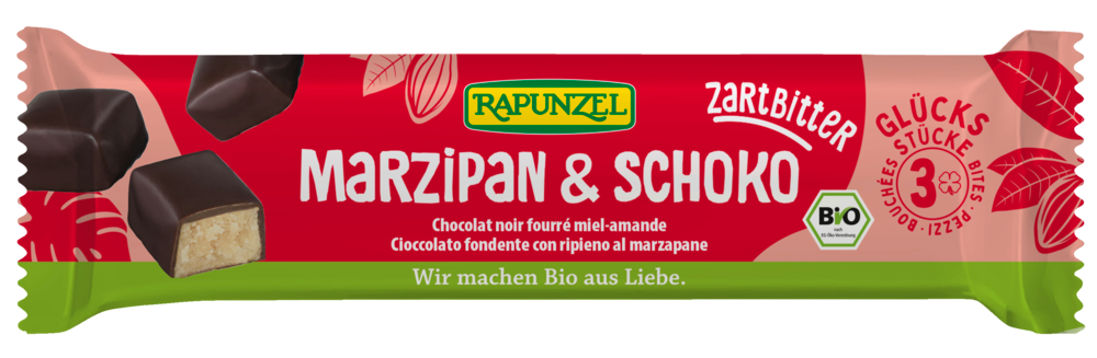 Rapunzel Glücksstücke Marzipan & Schoko Zartbitter, 50 g