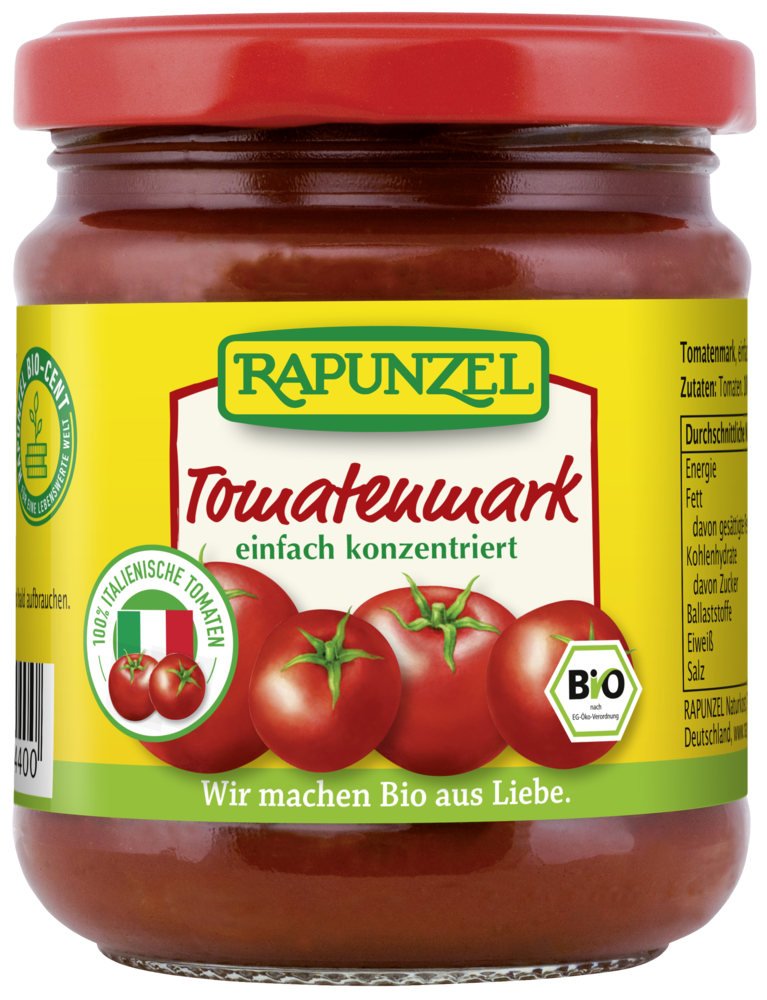 Rapunzel Tomatenmark, einfach konzentriert, Glas, 200 g