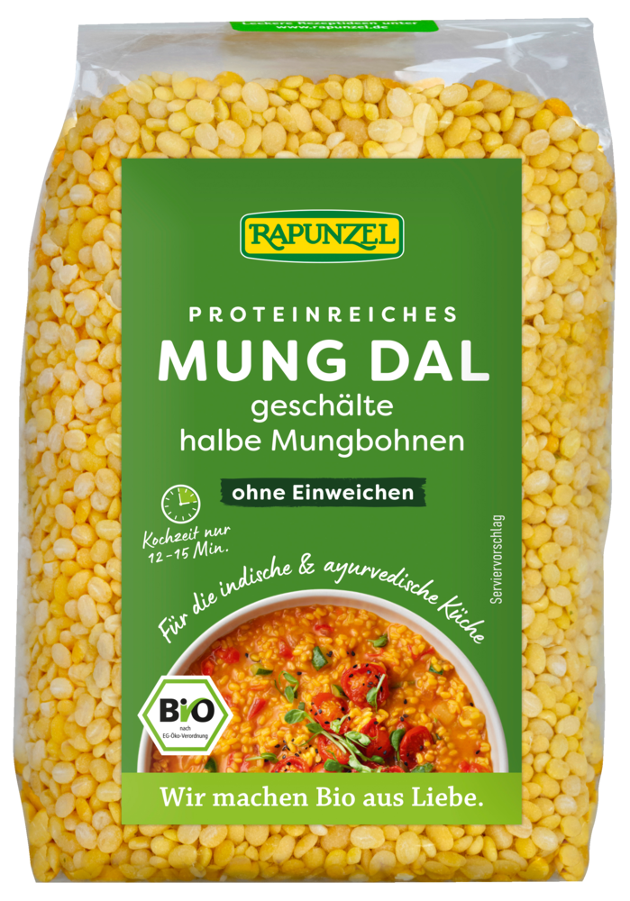 Rapunzel Mung Dal, Mungbohnen halb, geschält, 500 g